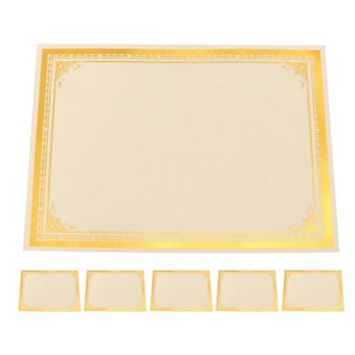Εκτυπώσιμο λευκό χαρτί πιστοποιητικού Worgeous6pcs με χρυσό περίγραμμα Φύλλα βραβείων