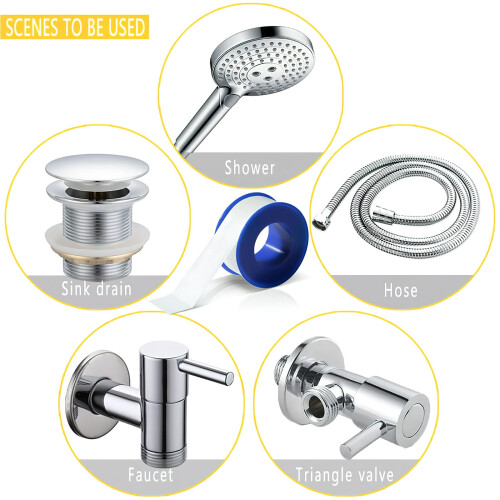 20 τεμάχια ταινία στεγανοποίησης PTFE για επισκευές υδραυλικών, λευκή, ανθεκτική 1