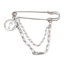 Broche unisexe rétro à chaîne, épingle de sûreté punk élégante avec chaînes tendance pour pulls, châles, cols et manteaux