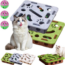 Cat Scratch Puzzle Enrichment Box with 3 Balls – Interactive Nail File Toy for Indoor Cats, Stimulates Energy & Hunting Instincts