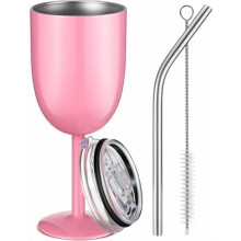 Verre à vin rose à double paroi en acier inoxydable 30 cl