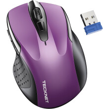 Draadloze muis voor laptop, stil en geruisloos klikken, draadloze computermuis, 6 instelbare 4000 DPI - Paars