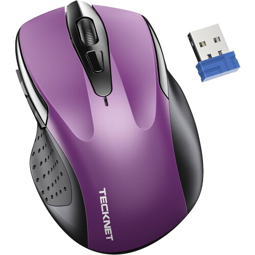 Mouse wireless pentru laptop, clic silențios, mouse wireless pentru computer, 6 reglabile, 4000 DPI - violet