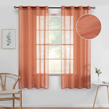 Burnt Orange grommet curtains semi-sheer 54x63 inch