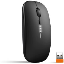 Slanke, draadloze, oplaadbare camera met zichtbare batterij, 2.4G stille draadloze werking, 2400 DPI met USB-ontvanger, zwart