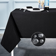 Toalha de mesa retangular de linho, impermeável e resistente a rugas, decoração de cozinha estilo fazenda (preta, 132 x 178 cm, para 4 a 6 pessoas)