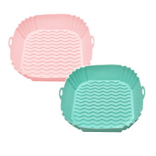 Lot de 2 plaques de cuisson carrées en silicone pour friteuse à air