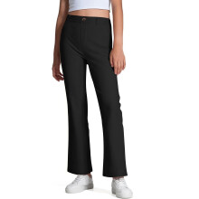 Calça escolar infantil de cintura alta, cor preta, com elástico e bolsos, tamanho 11-12 anos.
