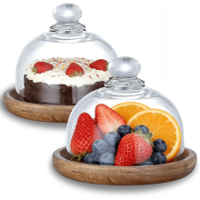 Recipiente para alimentos em formato de bola de neve, com 10 cm de diâmetro, com cúpula de vidro e base, ideal para exibir mini bolos, sobremesas e