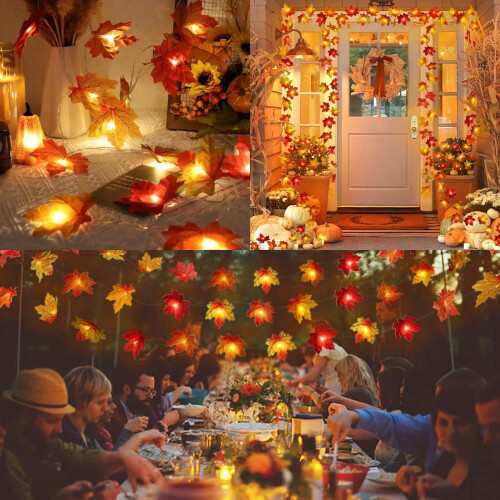 Maple Leaf String Lights 10ft 20LED Battery Powered 2