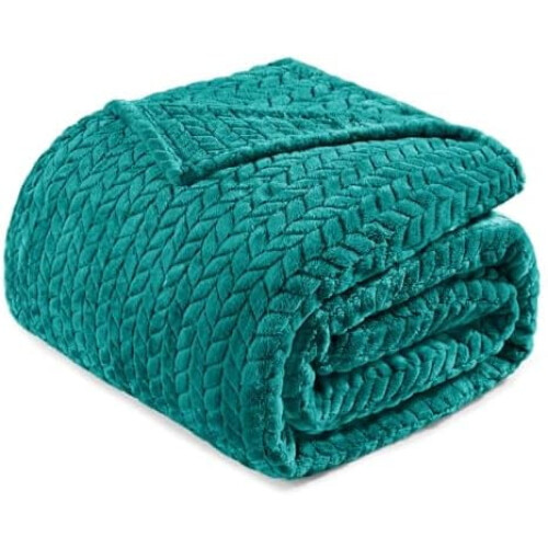 Manta de microfibra com estampa de folhas em jacquard, 228 x 168 cm (90 x 66 polegadas).