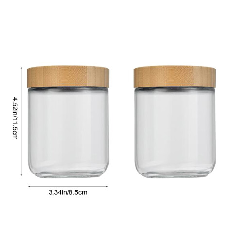Borcan mare de sticlă cu capac din lemn, 64 oz 2