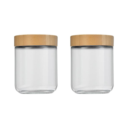 Borcan mare de sticlă cu capac din lemn, 64 oz