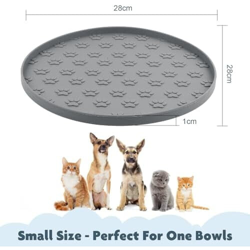 Tapete de silicone para ração de gatos – Impermeável, antiderrapante e com borda elevada, compatível com cães e gatos. 1