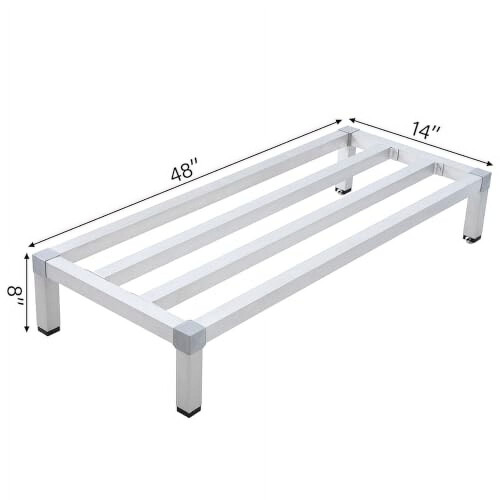 Ράφι αλουμινίου Dunnage, ύψος 8", 48"x20', χωρητικότητα 1500 λίβρες – Χαμηλό ράφι για 2
