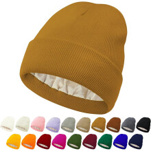 Hata Geimhridh Te Slapach Unisex le Líneáil Shatin & Síoda - Beanie Cniotáilte le Líneáil Shatin do Mhná & d'Fhir