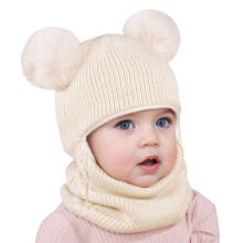 Baby Boys Girls Winter Hat Scarf Earflap Set 2 in 1 Kids Soft Warm Knitted Beanie with Neck for New Year Baby Girl Beanie 1-6 Years