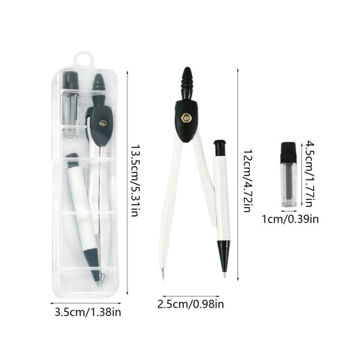 Metal Drafting Compass Set, Multifunctional Drawing Tool for Learner, Painting, and Teaching, White, 1 Pc 2