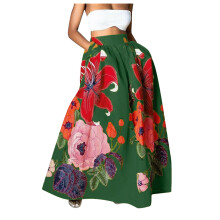 Geblümter Rock für Damen, trendiger Sommer-Maxirock mit hohem Bund und Taschen für Strand und Freizeit