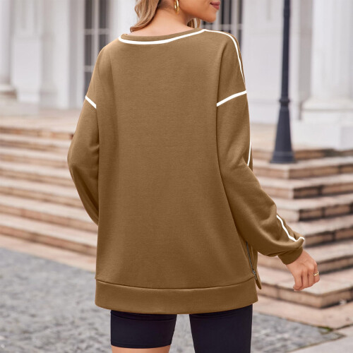 Women's Oversized Sweatshirt Long Sleeve Crewneck Side 2