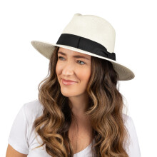 Hata Gréine Fedora do Mhná le Brim Leathan—Hata Trá Tuí Fillte Rollta Suas UPF50, XL Eabhair