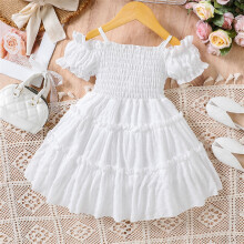 Abito tutù per bambine, con volant in tulle, tinta unita, stile principessa, per matrimoni e feste, colore bianco, 12-18 mesi.