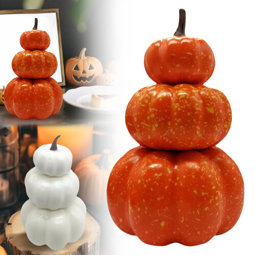 Stackable Artificial Pumpkins, 3-Layer Fall Decor 1