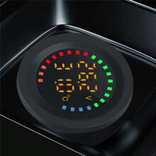 12-24V Car Round Color Screen Temperature Voltmeter Auto Voltage Test Dual Display Digital Measurement for Motorcycle RV