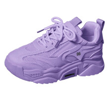 Ediodpoh Flying Weaving Sneakers til kvinder, lilla, rund tå, snørebånd, tyk sål, fritids- og løbesko, kompatible med US35