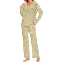 Damespyjamaset met lange mouwen, casual nachtkleding, losse top en broek, huispak, maat S-3XL