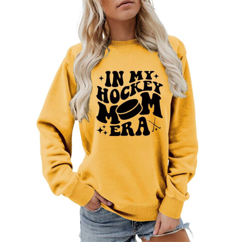 Dame Pullover med print og langærmet rund hals