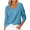Women's V-Neck Long Sleeve Sweater Blue S 1