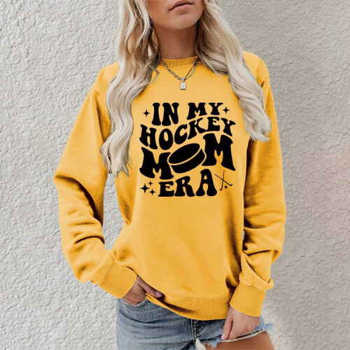 Dame Pullover med print og langærmet rund hals 1