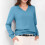 Women's V-Neck Long Sleeve Sweater Blue S 8