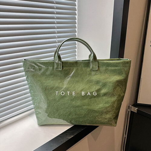 Γυναικεία Διάφανη Τσάντα Tote από Ζελέ σε Πράσινη Χρώμα Μεγάλης Χωρητικότητας 1