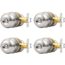 Türknöpfe mit Schloss, gebürstetes Nickel, für Schlafzimmer und Badezimmer, 4er-Pack