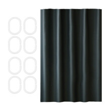 Cortina de ducha extra ancha de 180 x 80 cm, impermeable, de calidad hotelera, color liso suave, lavable a máquina, 6 ganchos – Negra