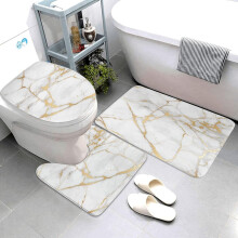 Ensemble de tapis de salle de bain 3 pièces en marbre blanc