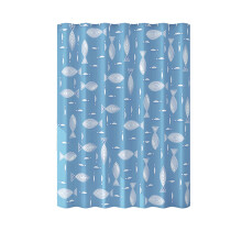 Waterdicht douchegordijn met haken, vis- en blauwe bloemenprint, schimmelwerend, sneldrogend, 80x180 cm, roestvrije ringen.
