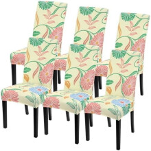 Huse extensibile pentru scaune de masă, pachet de 6 – Floare galbenă