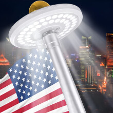 Luz solar para mástil de bandera HIBIBUD, 48 LED, del anochecer al amanecer, compatible con mástiles de bandera de 4,5 a 7,6 metros, 2 modos de