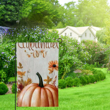 Bandera de jardín con diseño de calabazas otoñales y hojas de otoño para exteriores, 30 x 45 cm.