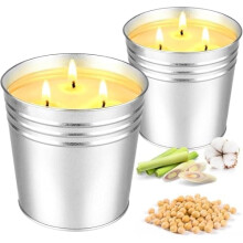 2 db-os kiszerelésben (17 oz) Citronella illatú kültéri gyertya, 3 kanócos szójaviasz, 180 órás égés, udvarra, kertbe, erkélyre és