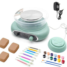Pottery Wheel,4.7-Inch Pottery Wheel for Teen and Adult Beginners, 3 Lbs Air-Drying Clay,Home DIY Kit Us Plug