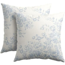 Ensemble de 2 housses de coussin en lin à motif eucalyptus, 45 x 45 cm