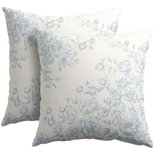 Ensemble de 2 housses de coussin en lin à motif eucalyptus, 45 x 45 cm