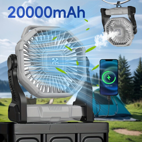 Φορητός ανεμιστήρας & φανάρι 20000mAh, αθόρυβος ασύρματος ανεμιστήρας 4 ταχυτήτων,
