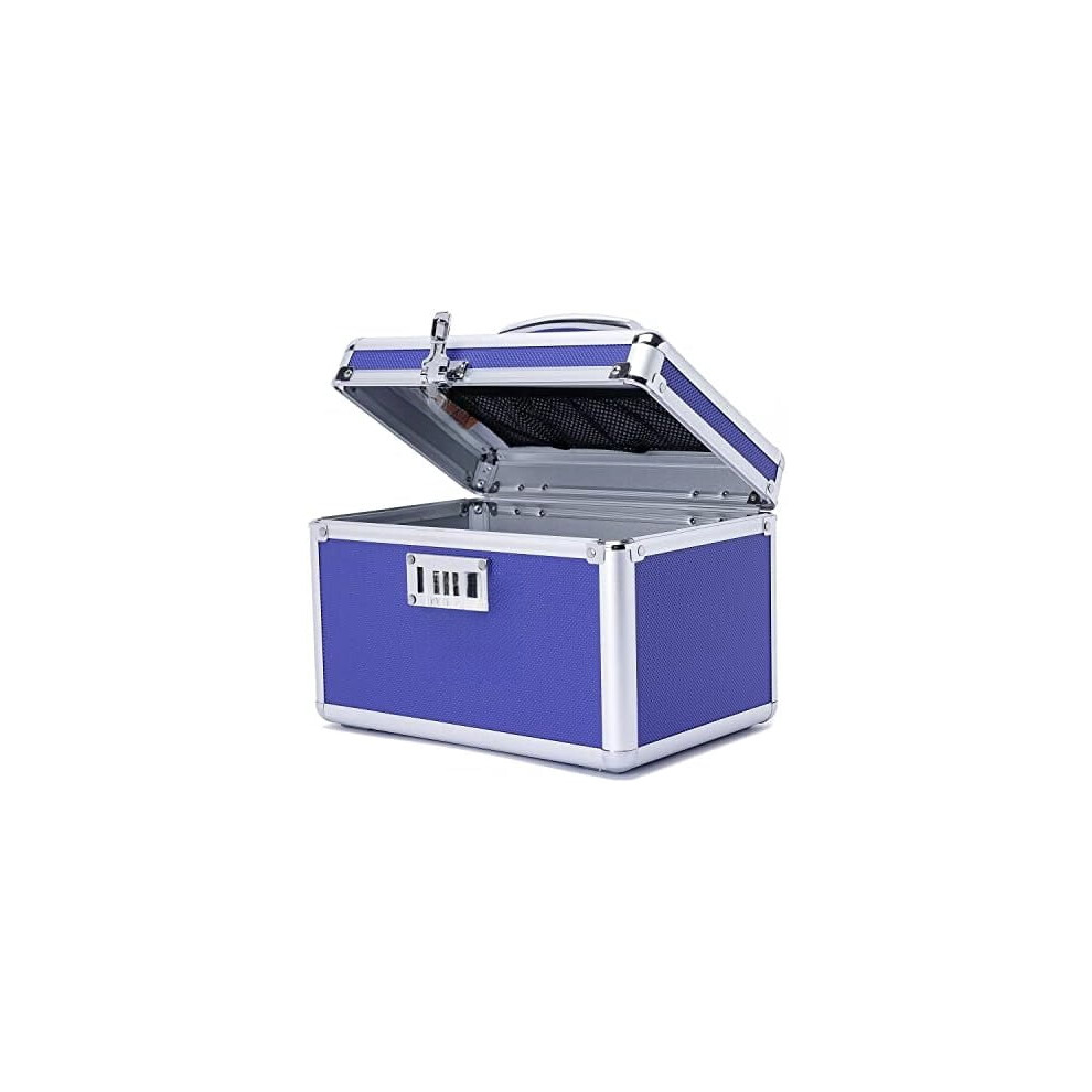 Childproof combination lock medication box blue small