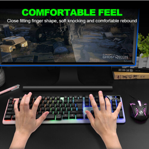 Teclado e mouse sem fio, ergonômicos e confortáveis, com teclas silenciosas. 2