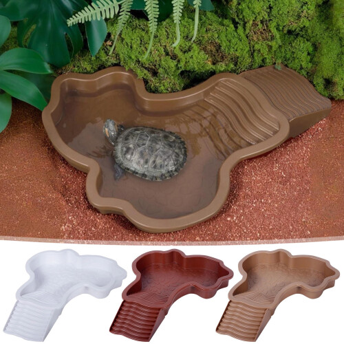 Eespoir Extra Large Reptile Bathing Pool with Steps – Compatible with Turtle, Tortoise, Gecko, Snake